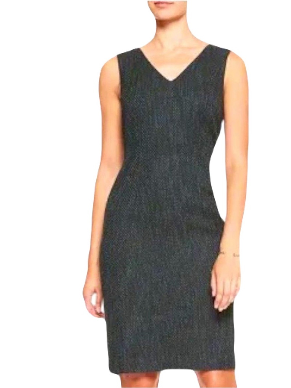 Banana Republic Tweed Dress- Blue V-Neck Sheath